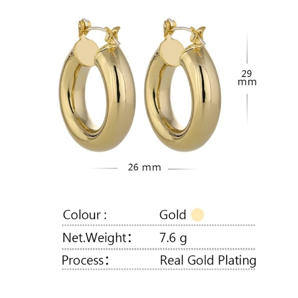💛18K gold round hoop earrings - Picture 3 of 6